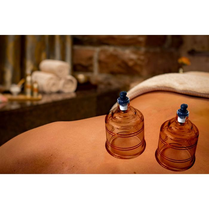 Cupping set s črpalko, 17 plastičnih skodelic, v kovčku