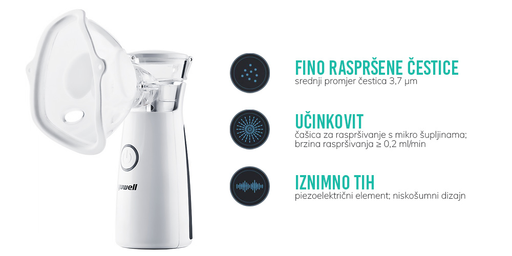 Ultrazvočni inhalator na baterije za dojenčke, otroke in odrasle
