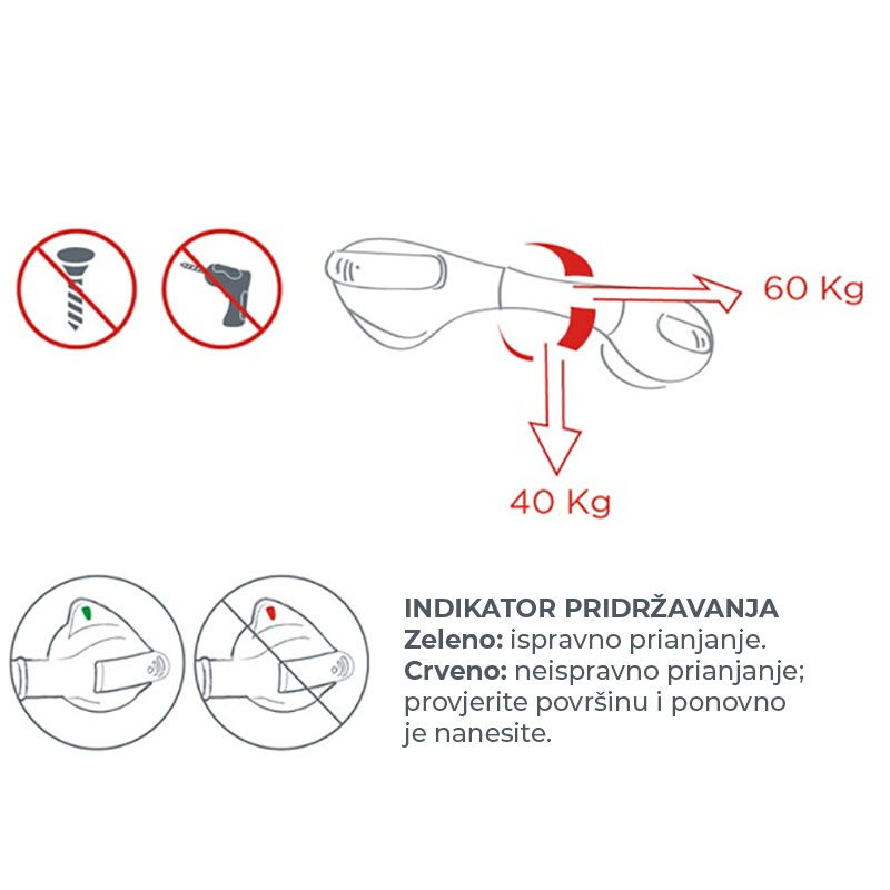 Vakuumski ročaj za kopalnico, 50 cm